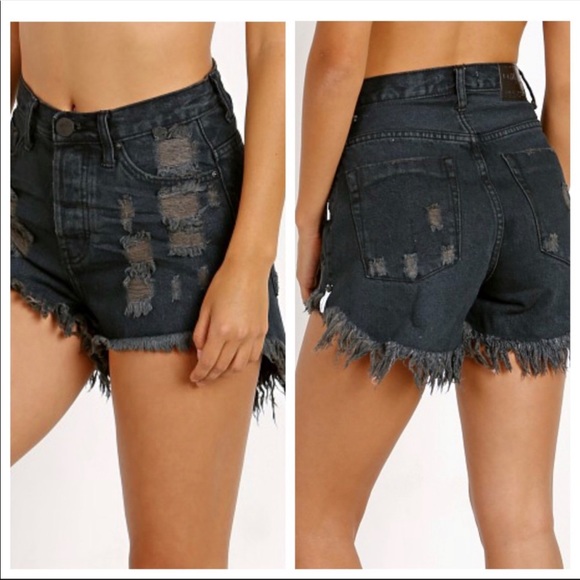One Teaspoon | High Waist Bonita Shorts Distressed - Picture 10 of 11